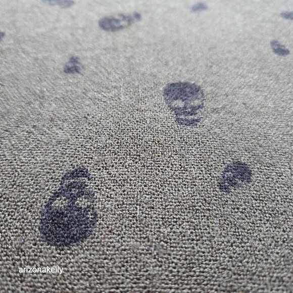 Mossimo Lightweight Wool Woven Scarf Olive Green Black Skulls - Picture 9 of 14